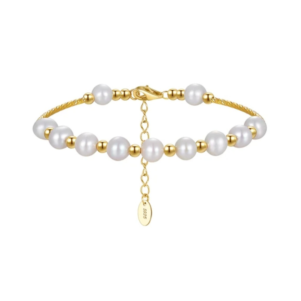 Minimalist pearl 925 sterling silver bracelet