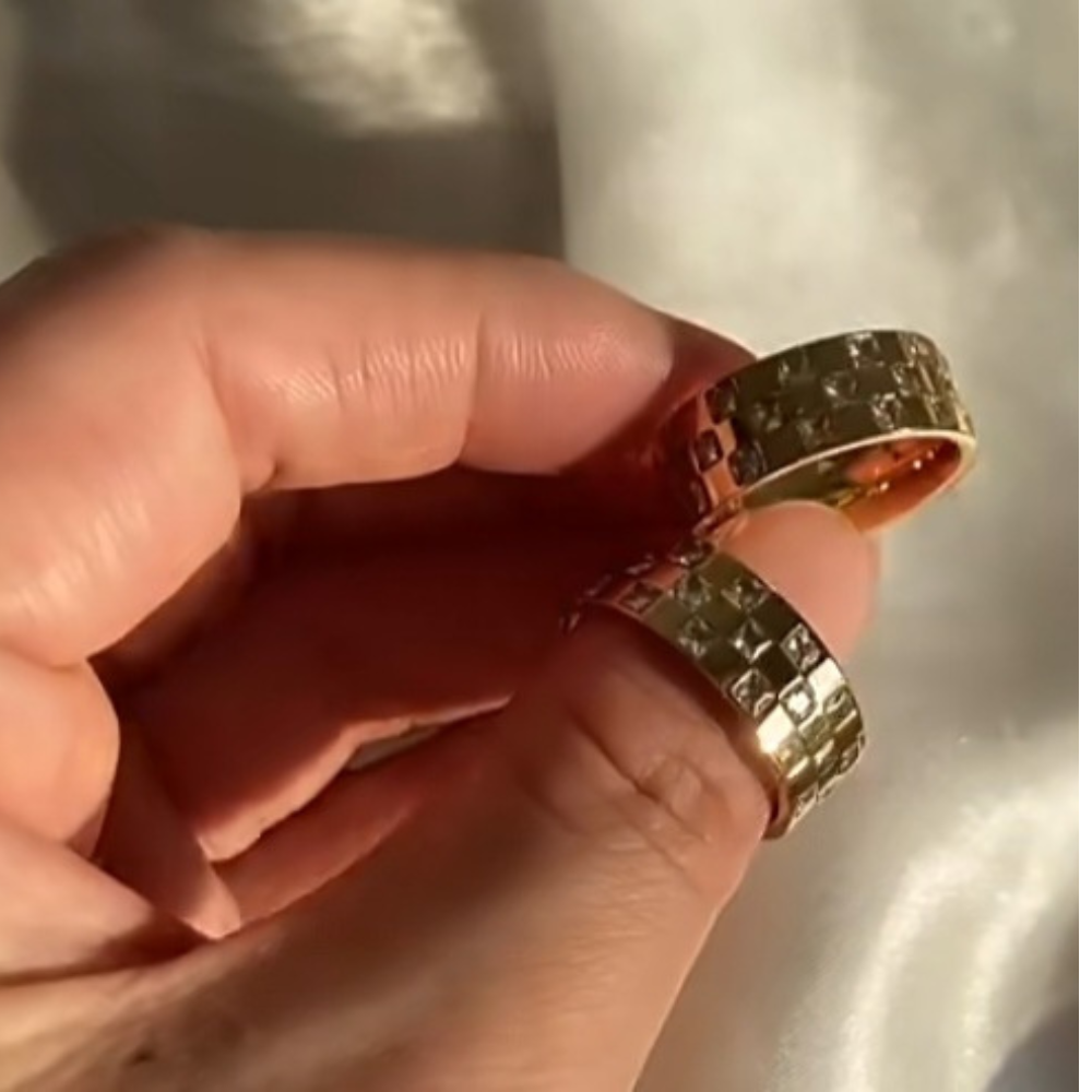 18k gold checkered Ring