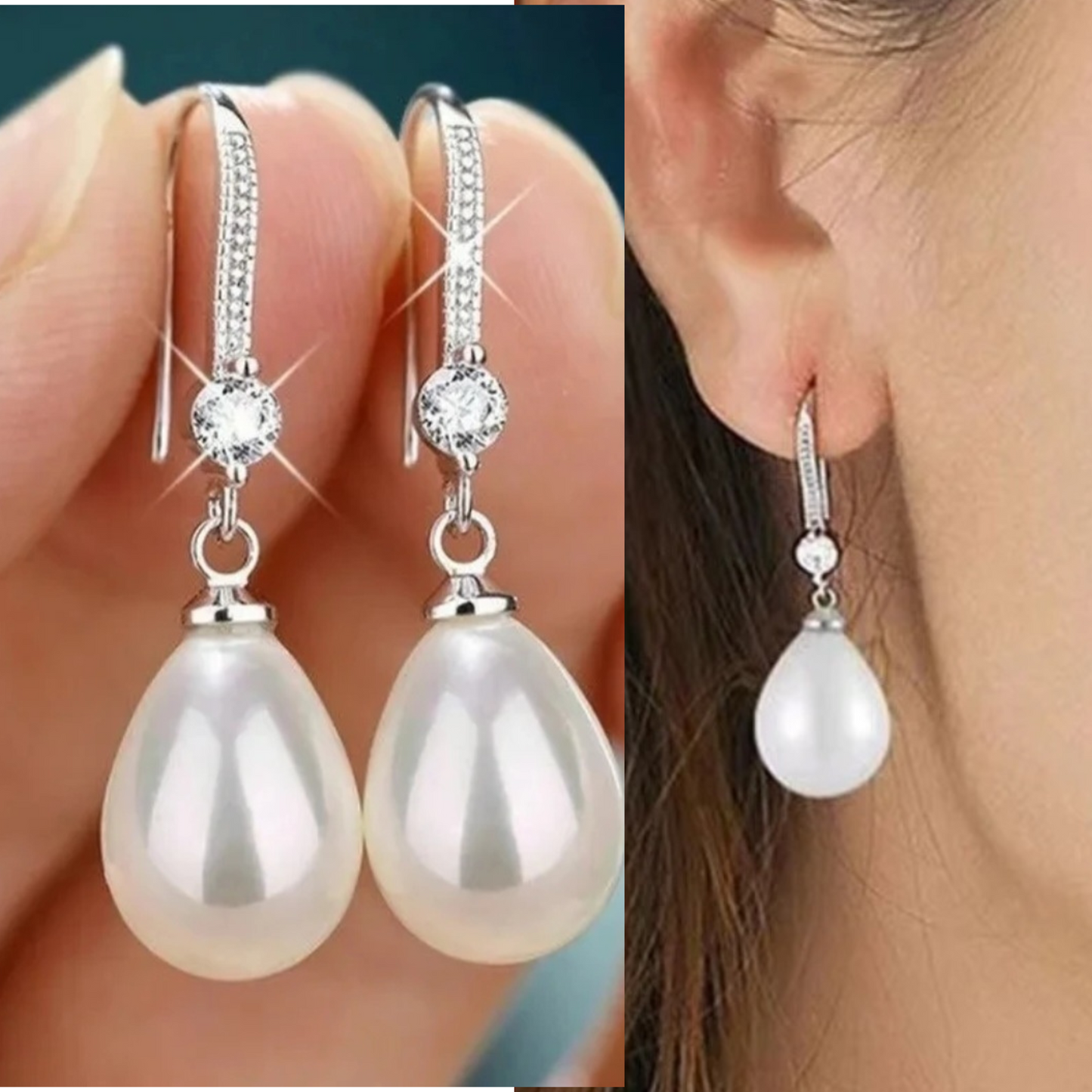 Drop pearl earrings