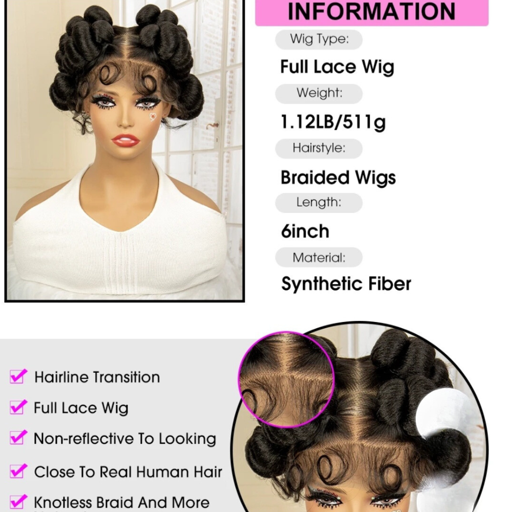 Synthetic Full Lace Knotless Box Braided Wigs