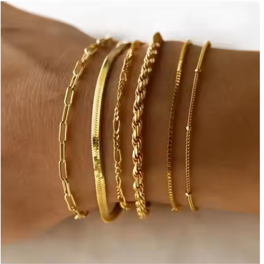 18K Gold Plated Stainless Steel 6 sets bracelets