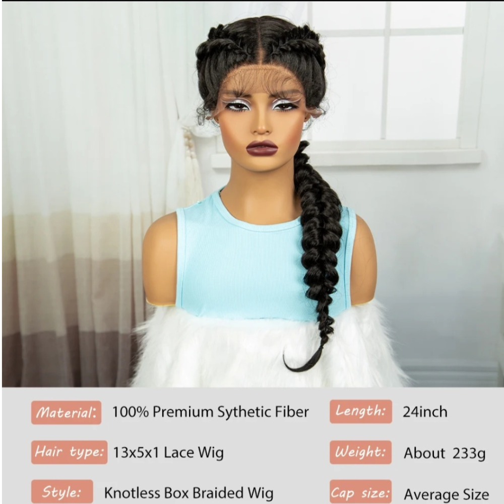 Handmade Twist Braided Wigs Natural Synthetic Lace