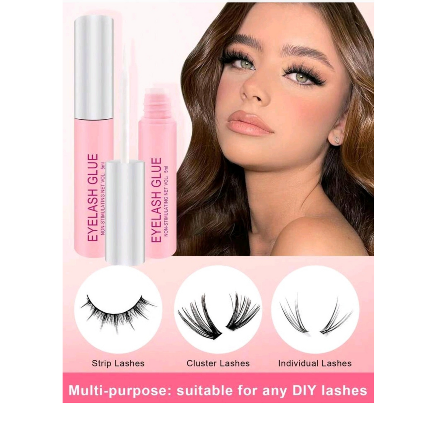 5 pairs Cat eye false Lashes & 1 Eye Lash Glue, Lashes Extension, Fluffy Eye Lashes