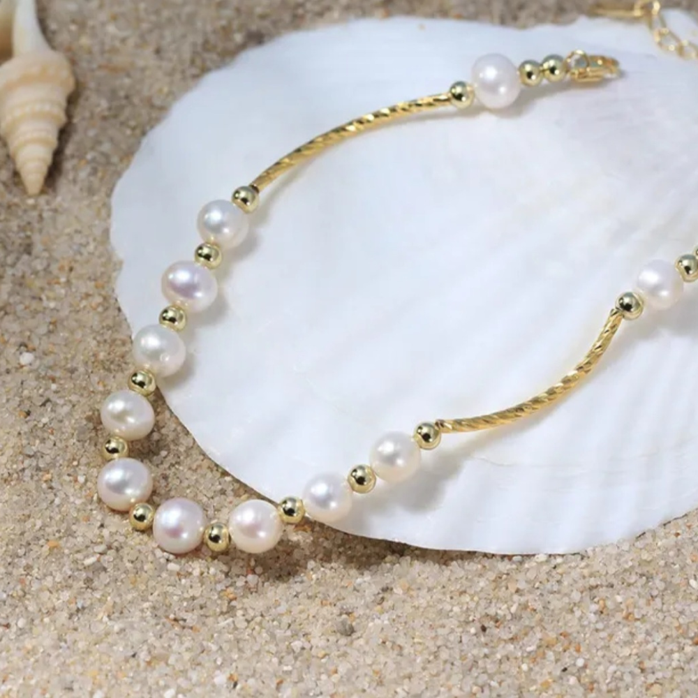 Minimalist pearl 925 sterling silver bracelet