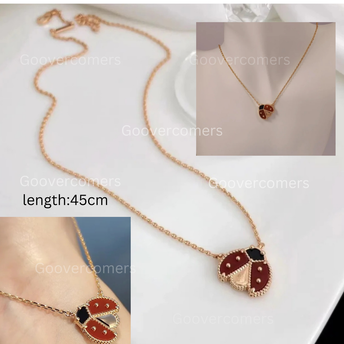 Rose gold Lady bug necklace